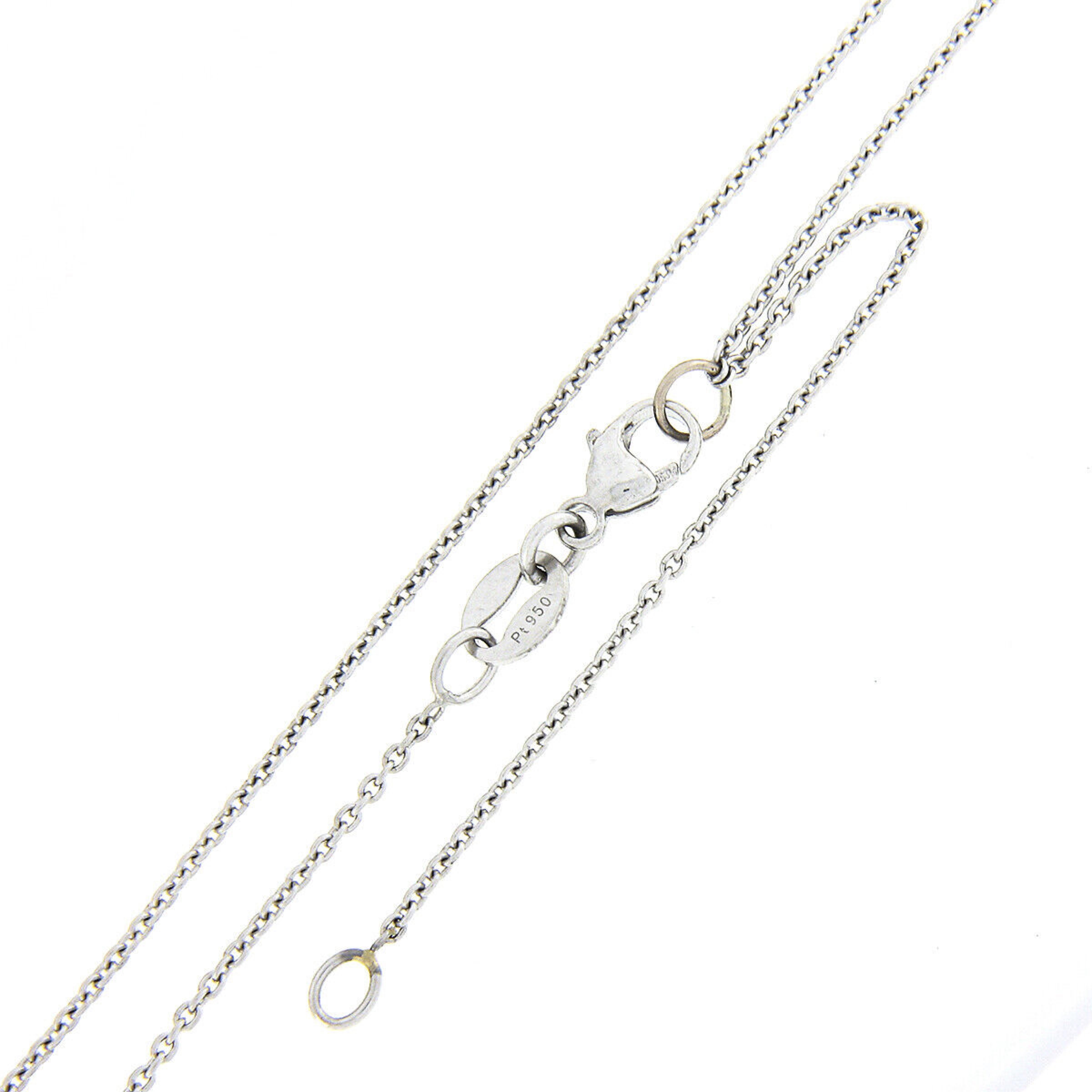 New Platinum 1.01ctw GIA Round Prong Set Diamond Solitaire Slide Pendant & Chain 2