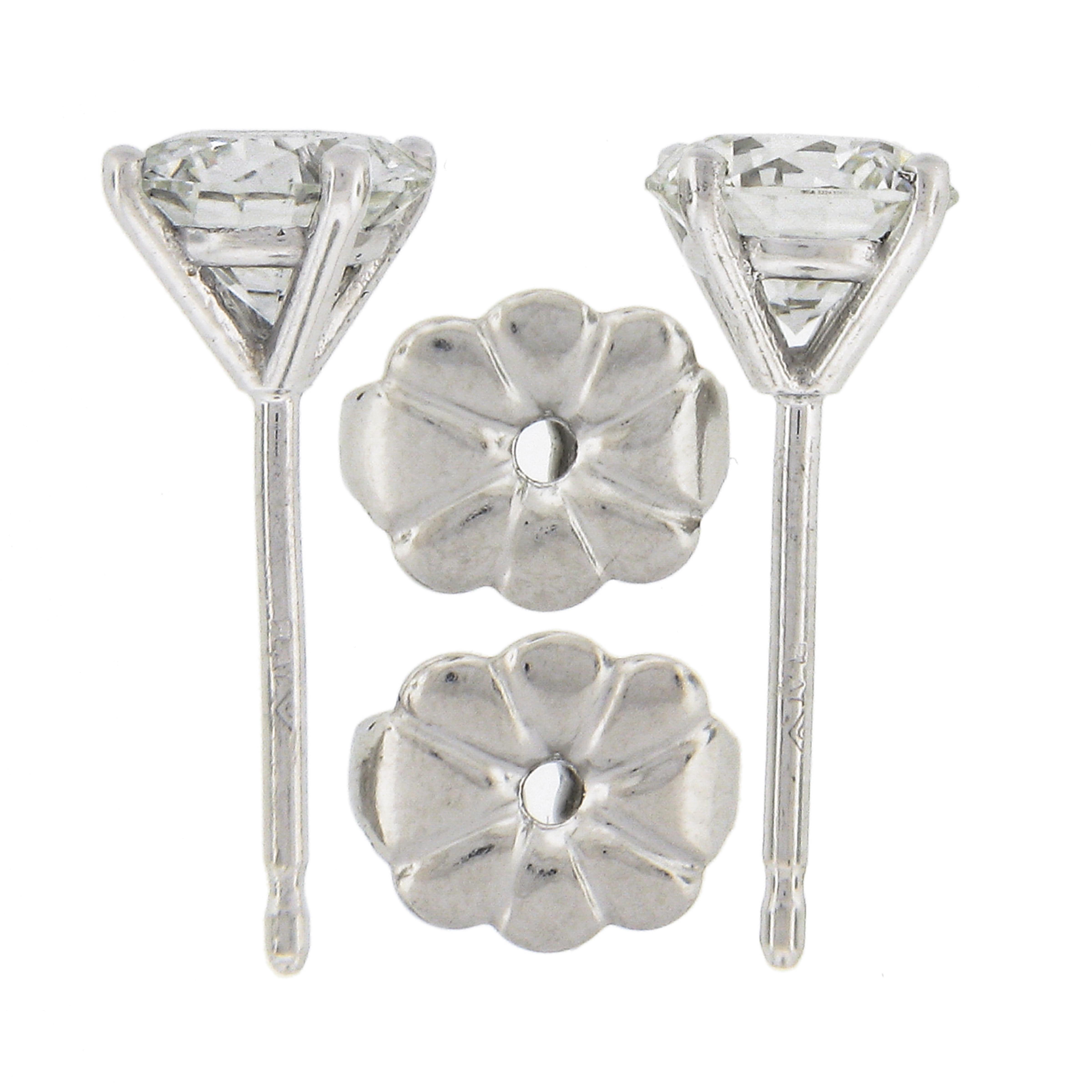 Women's New Platinum 1.02ctw GIA Round Brilliant Diamond Martini 4 Prong Stud Earrings For Sale