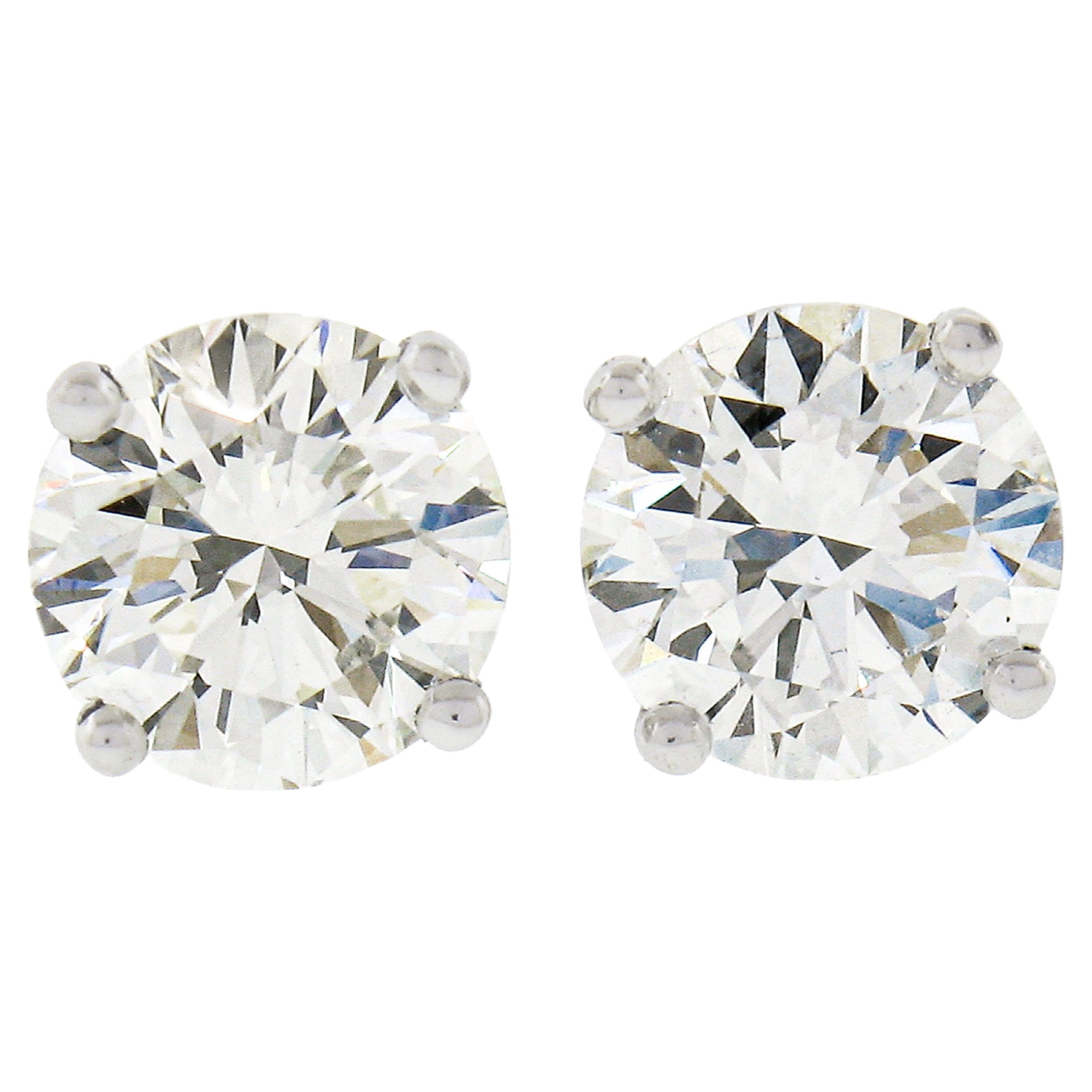 New Platinum 1.02ctw GIA Round Brilliant Diamond Martini 4 Prong Stud Earrings