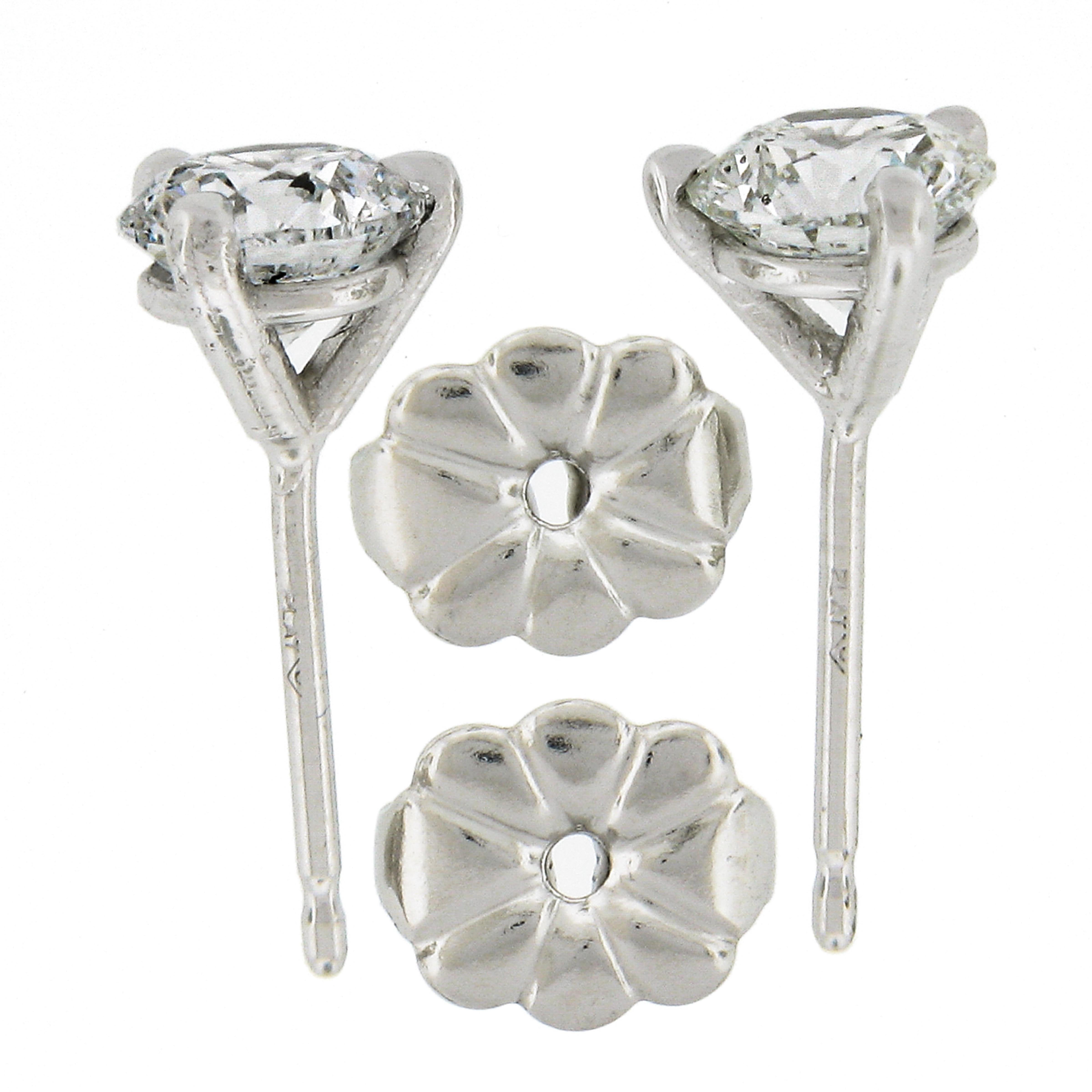 New Platinum 1.03ctw GIA Round Brilliant Diamond Martini 3 Prong Stud Earrings In New Condition For Sale In Montclair, NJ