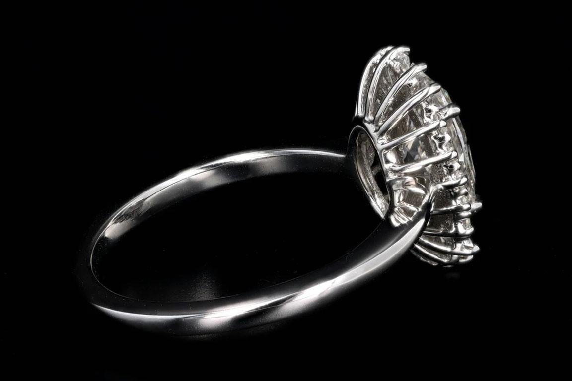 Oval Cut New Platinum 1.09 Carat Oval Diamond Ballerina Halo Engagement Ring