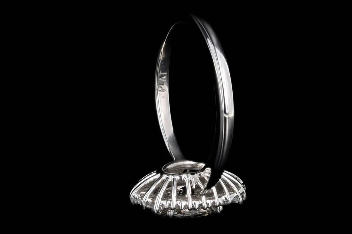Women's New Platinum 1.09 Carat Oval Diamond Ballerina Halo Engagement Ring