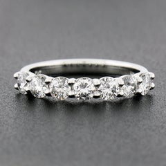 New Platinum 1.12ctw Round Shared Prong Diamond Low Profile Wedding Band Ring