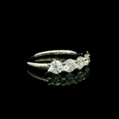 New Platinum 1.24ctw Round Diamond Low Profile Classic 5 Stone Band Ring