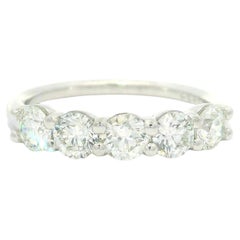 New Platinum 1.24ctw Round Diamond Low Profile Classic 5 Stone Band Ring