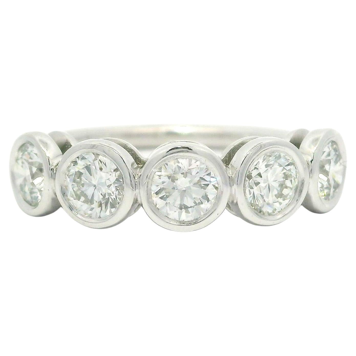NEW Platinum 1.28ctw 5 VS F Diamond Stackable Bezel Set Band Ring