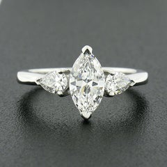 New Platinum 1.39ctw GIA E VVS Marquise Pear Diamond 3 Stone Engagement Ring