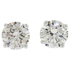 NEW Platinum 1.43ctw GIA Certified Round Brilliant Diamond 4 Prong Stud Earrings