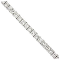 Nuovo bracciale tennis in platino con linea di diamanti grandi, taglio principessa, 15,04 ct.