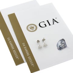 New Platinum 1.52ctw 3 Prong Martini GIA Round Brilliant Diamond Stud Earrings