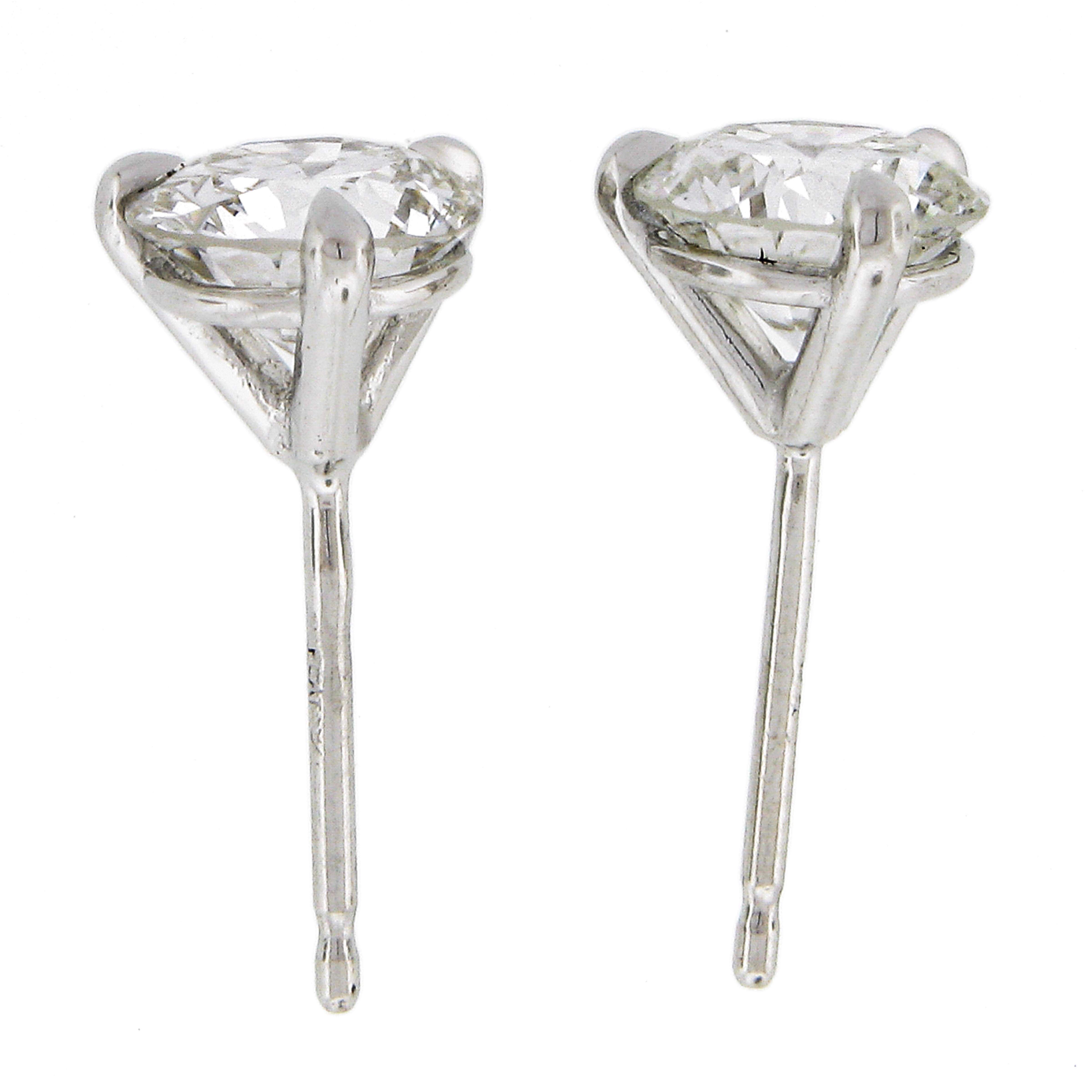 Round Cut New Platinum 1.52ctw 3 Prong Martini GIA Round Brilliant Diamond Stud Earrings For Sale
