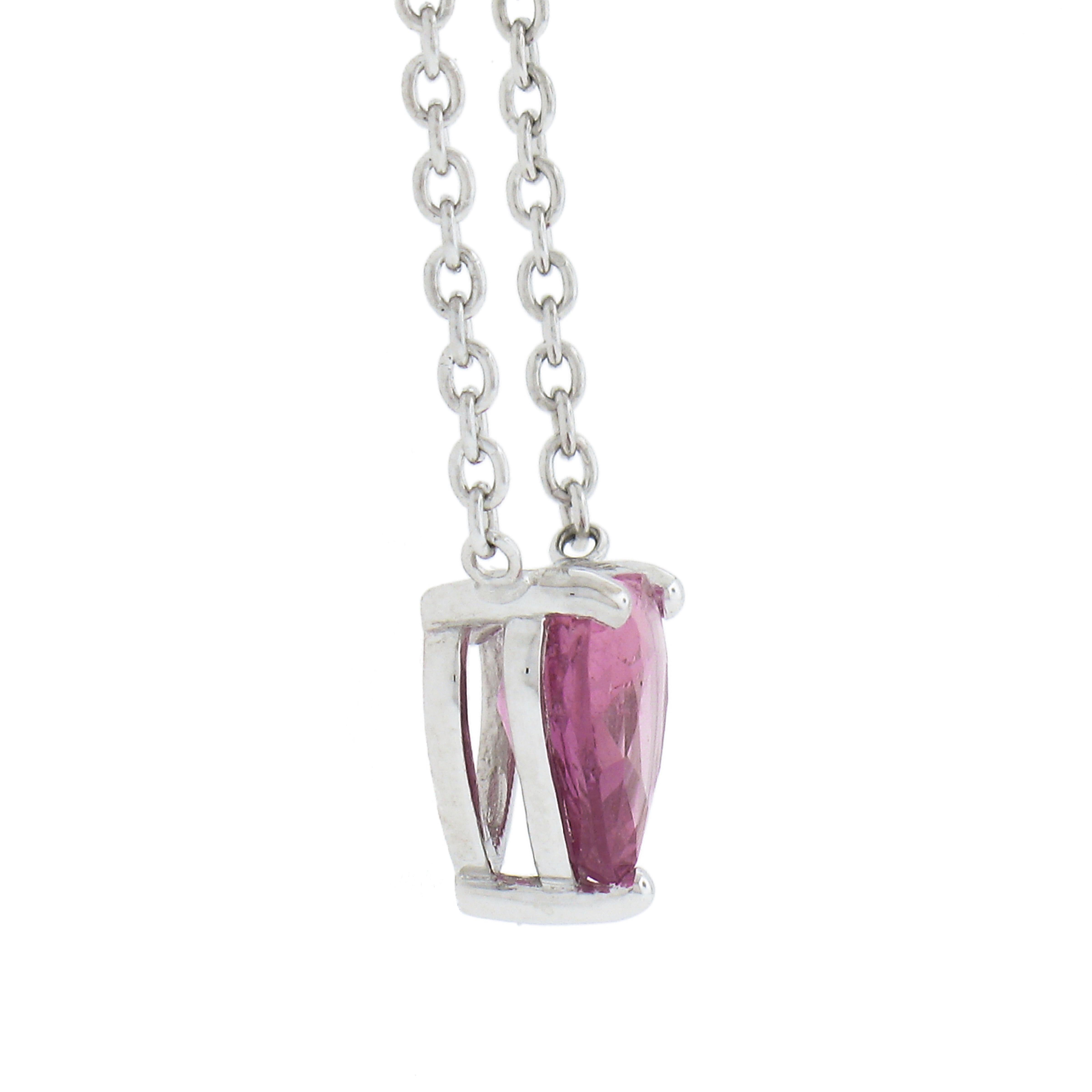 Women's NEW Platinum 1.54ct GIA Heart Pink Sapphire Pendant Adjustable 16