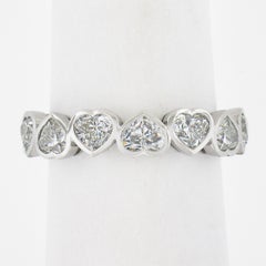 New Platinum 1.70ctw Heart Cut Bezel Diamond Stackable Wedding Band Ring