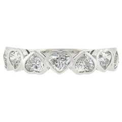 New Platinum 1.70ctw Heart Cut Bezel Diamond Stackable Wedding Band Ring