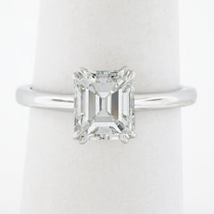 New Platinum 1.88ctw GIA Old Emerald Cut Prong Diamond Solitaire Engagement Ring