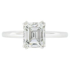 New Platinum 1.88ctw GIA Old Emerald Cut Prong Diamond Solitaire Engagement Ring