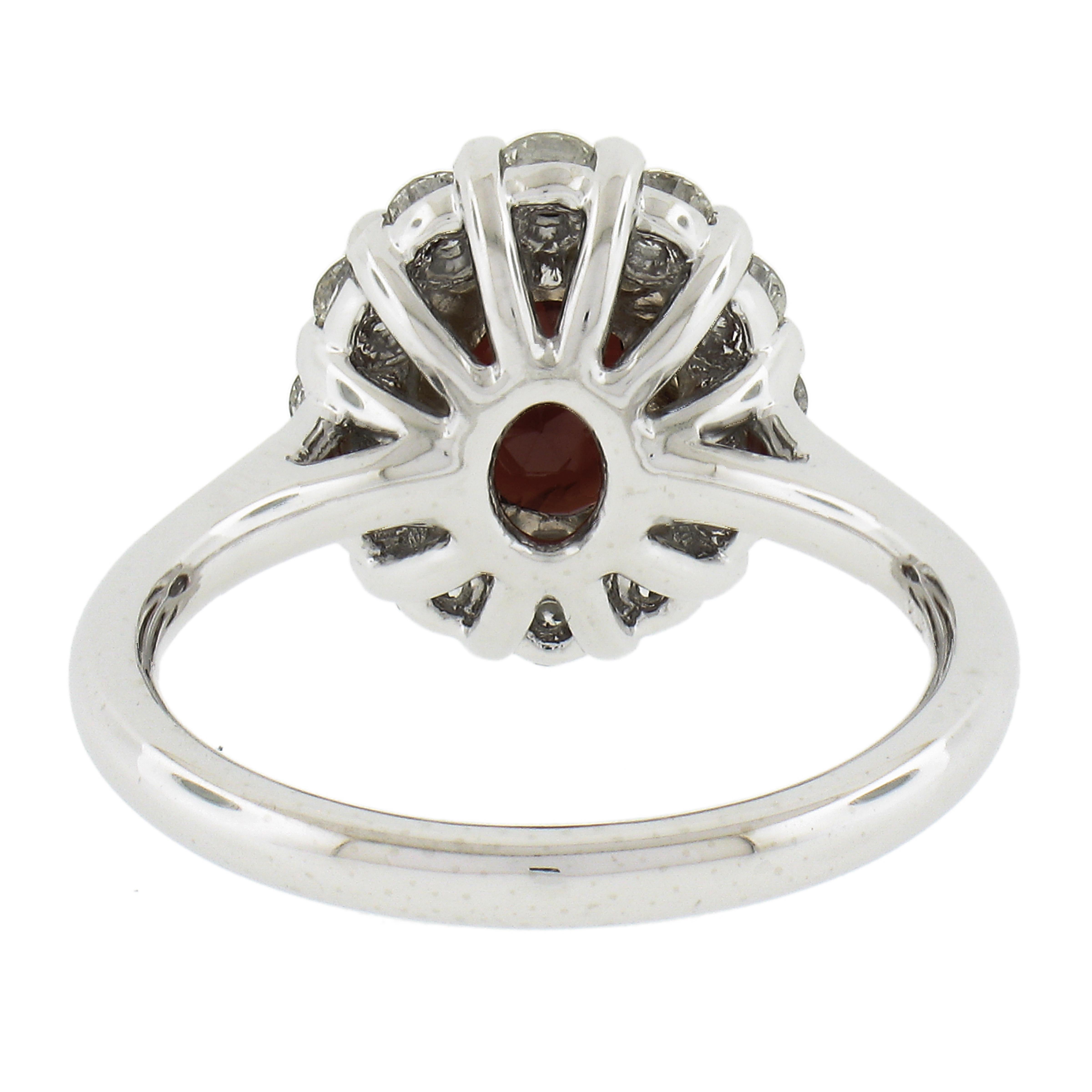 New Platinum & 18k Gold 2.77ctw GIA NO HEAT Red Spinel w/ Diamond Halo Ring For Sale 2