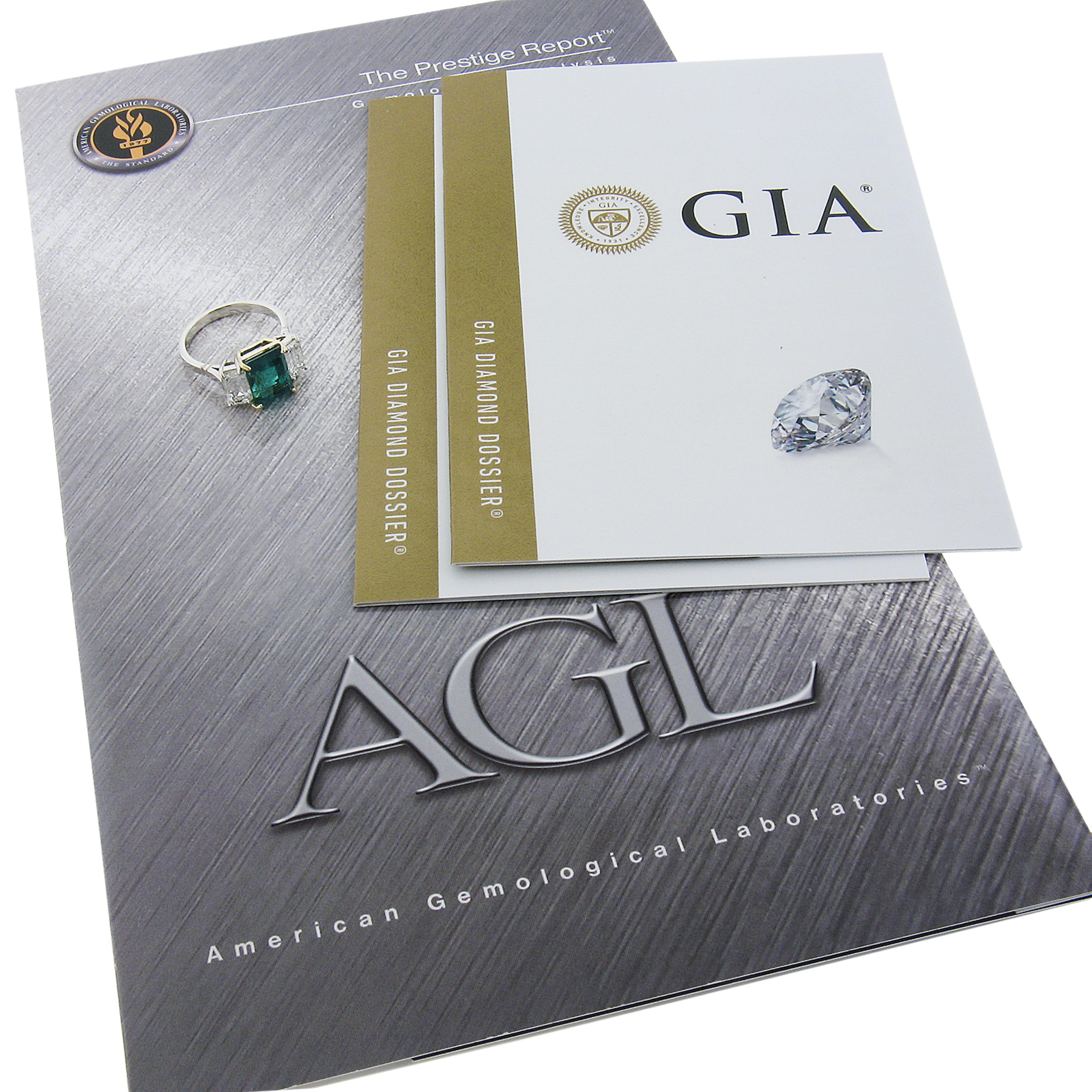 New Platinum 18k Gold 5.13ctw AGL Colombian Emerald & Gia Diamond Cocktail Ring For Sale 5