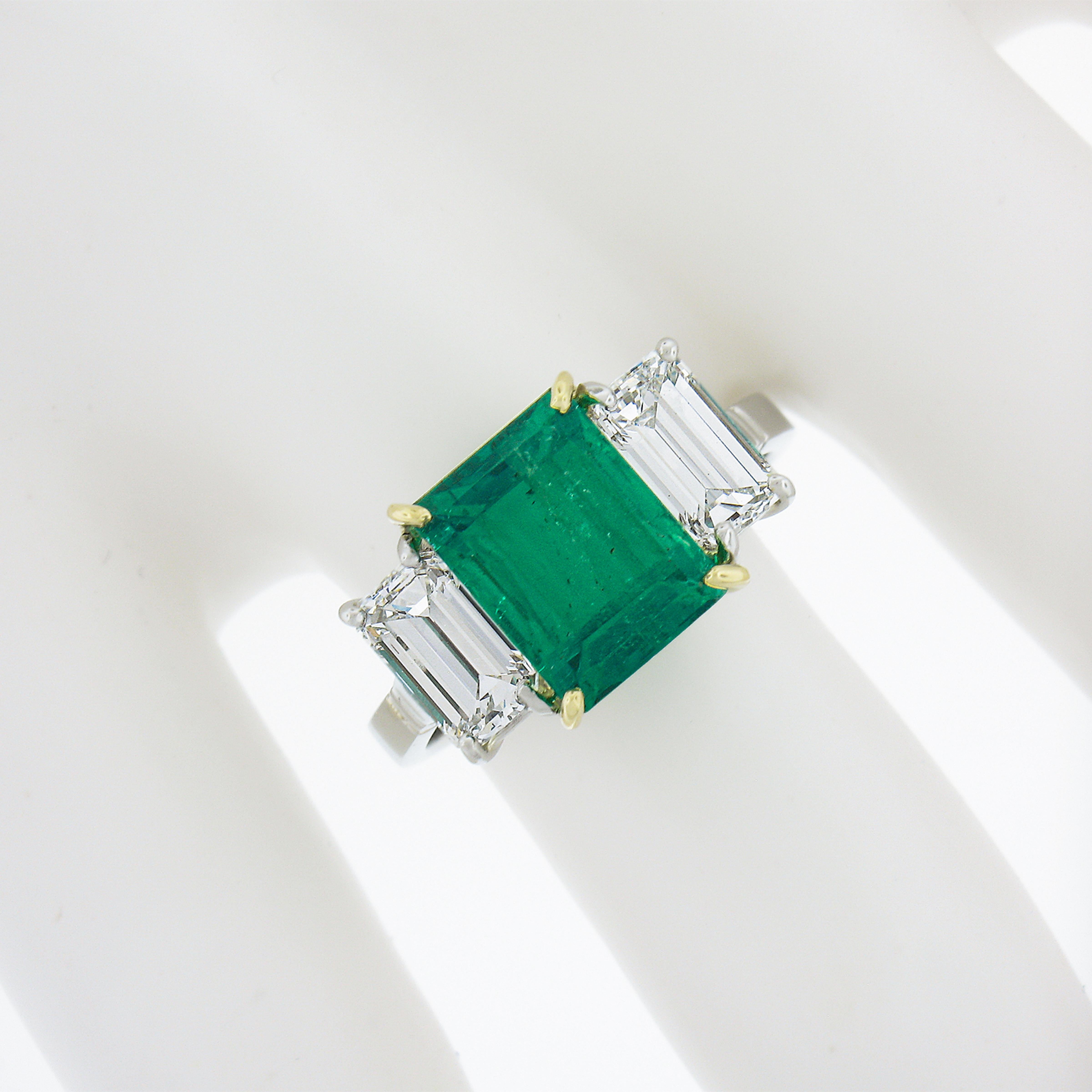 New Platinum 18k Gold 5.13ctw AGL Colombian Emerald & Gia Diamond Cocktail Ring In New Condition For Sale In Montclair, NJ