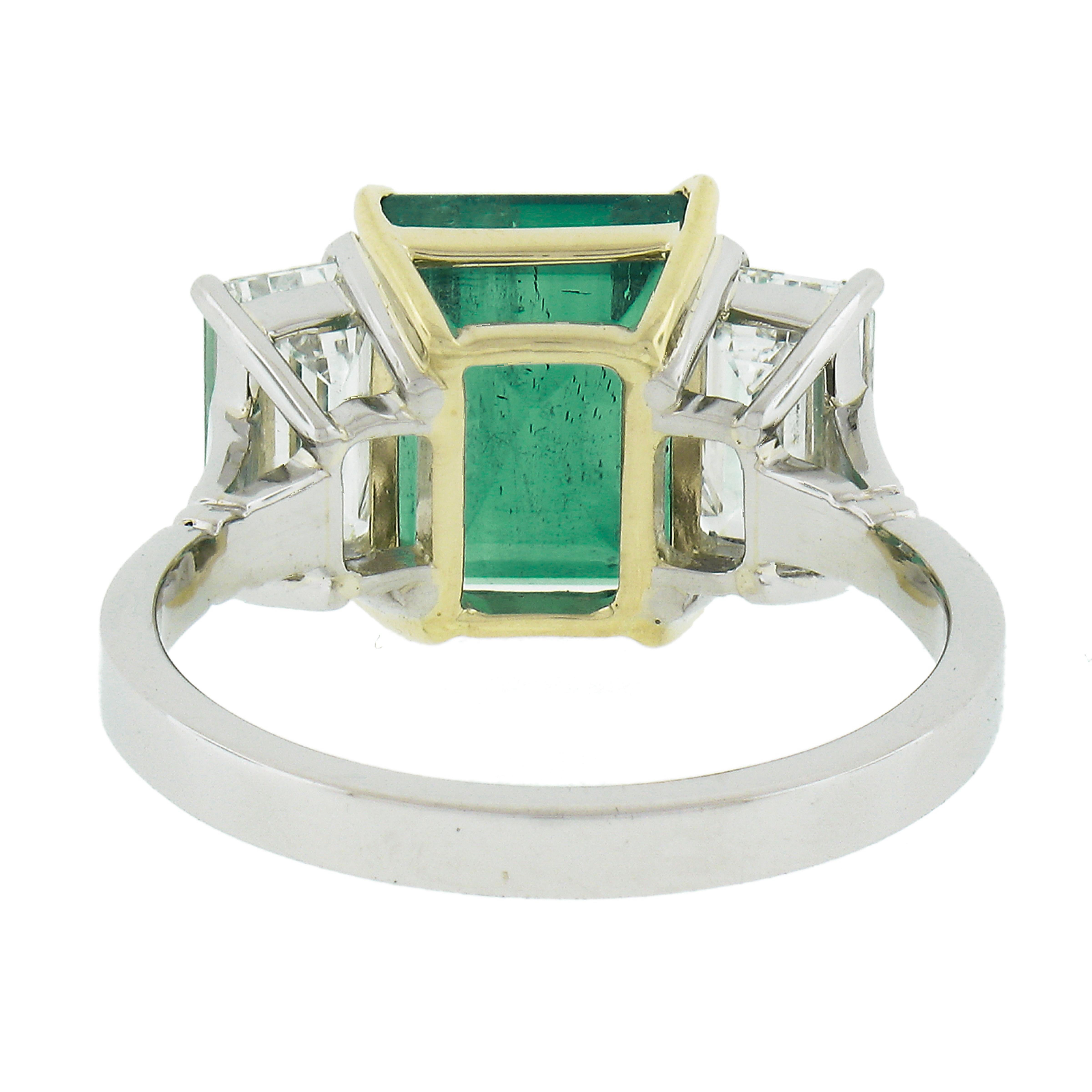 New Platinum 18k Gold 5.13ctw AGL Colombian Emerald & Gia Diamond Cocktail Ring For Sale 2