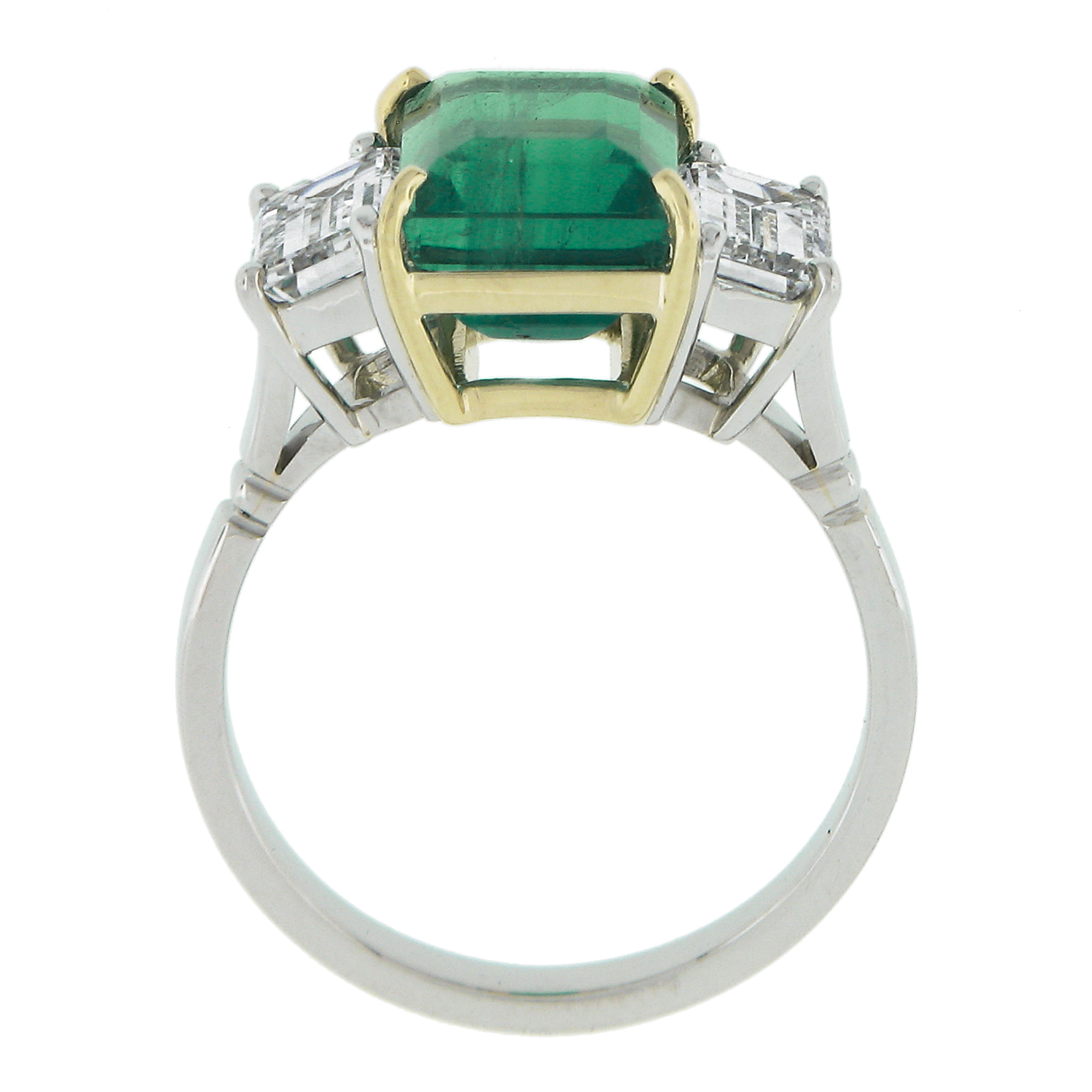 New Platinum 18k Gold 5.13ctw AGL Colombian Emerald & Gia Diamond Cocktail Ring For Sale 3