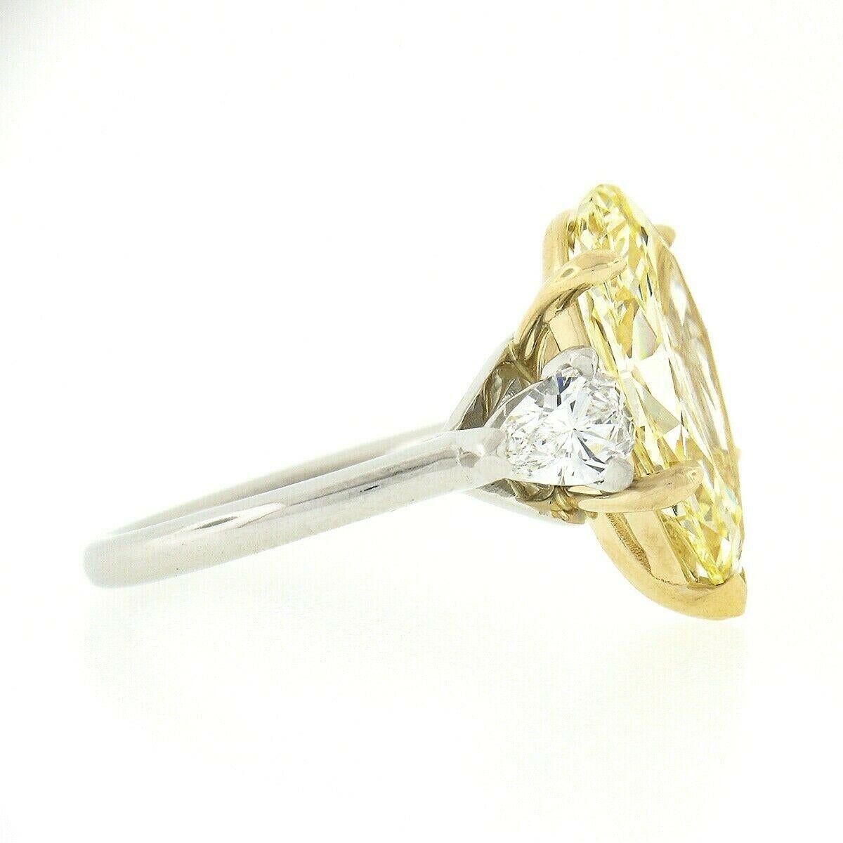 Women's New Platinum 18k Gold 6ctw GIA Fancy Yellow & White Pear Diamond Engagement Ring