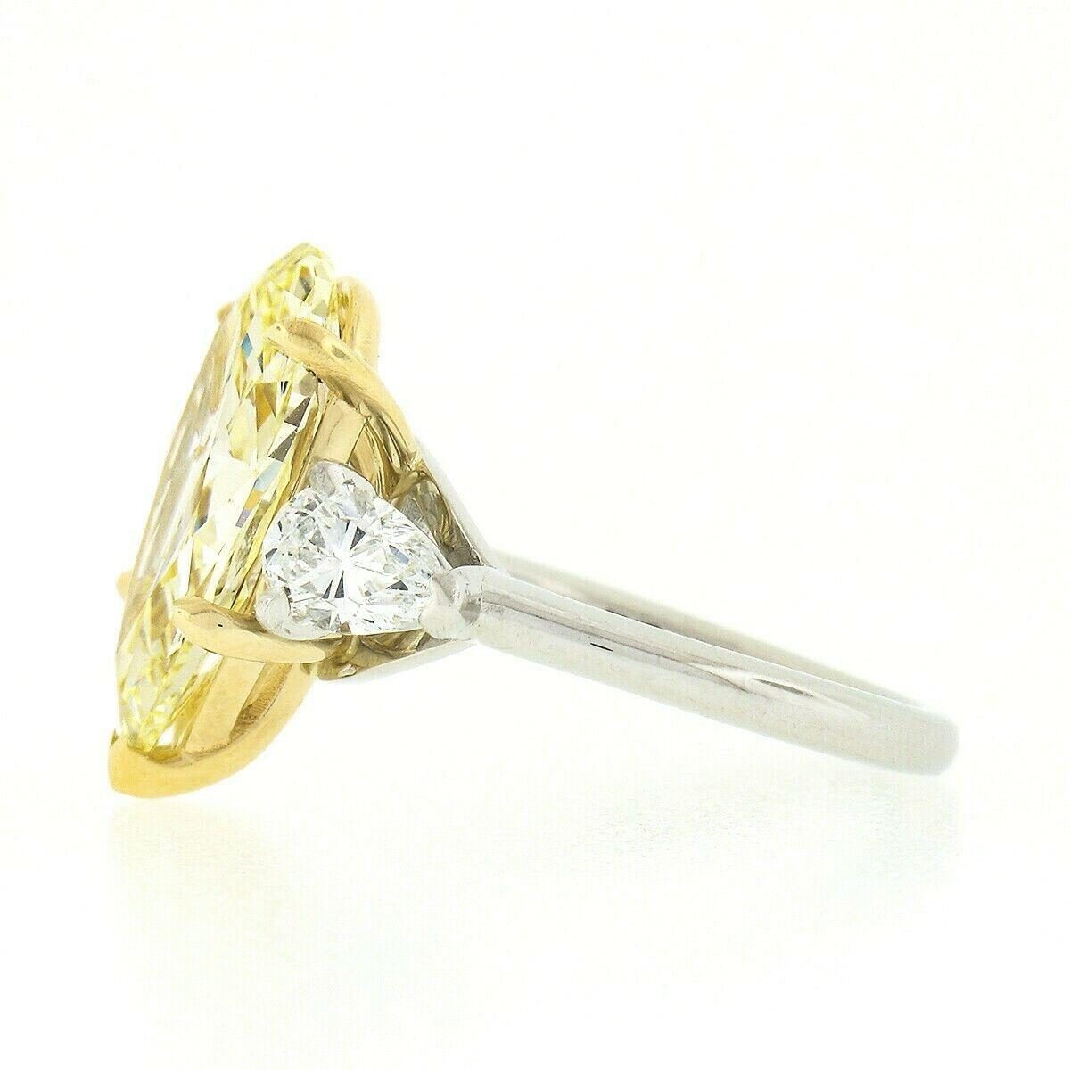 New Platinum 18k Gold 6ctw GIA Fancy Yellow & White Pear Diamond Engagement Ring 1
