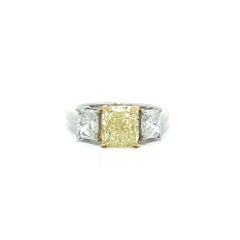 Yellow Diamond Three-Stone Rings