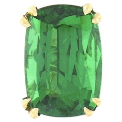 New Platinum & 18K Gold GIA 5.13ctw Cushion Tsavorite Solitaire Engagement Ring