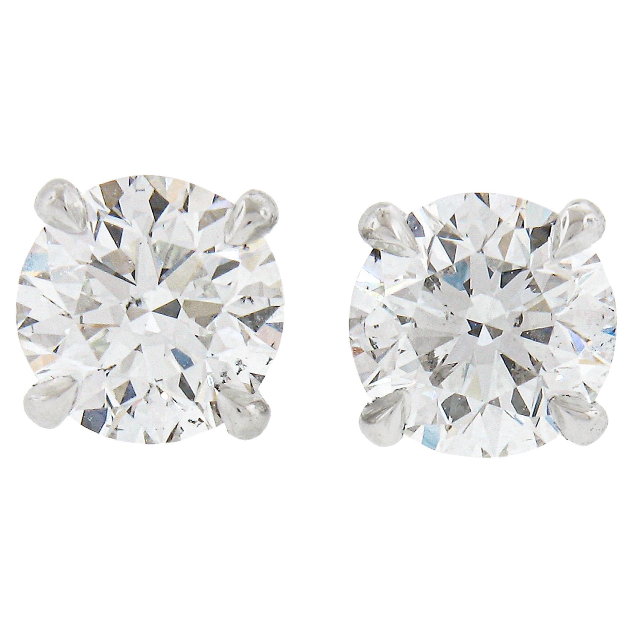 NEW Platinum 1ctw GIA Round Brilliant Cut Prong Set Diamond F SI1 Stud Earrings (boucles d'oreilles en platine)