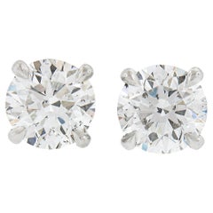 NEW Platinum 1ctw GIA Round Brilliant Cut Prong Set Diamond F SI1 Stud Earrings