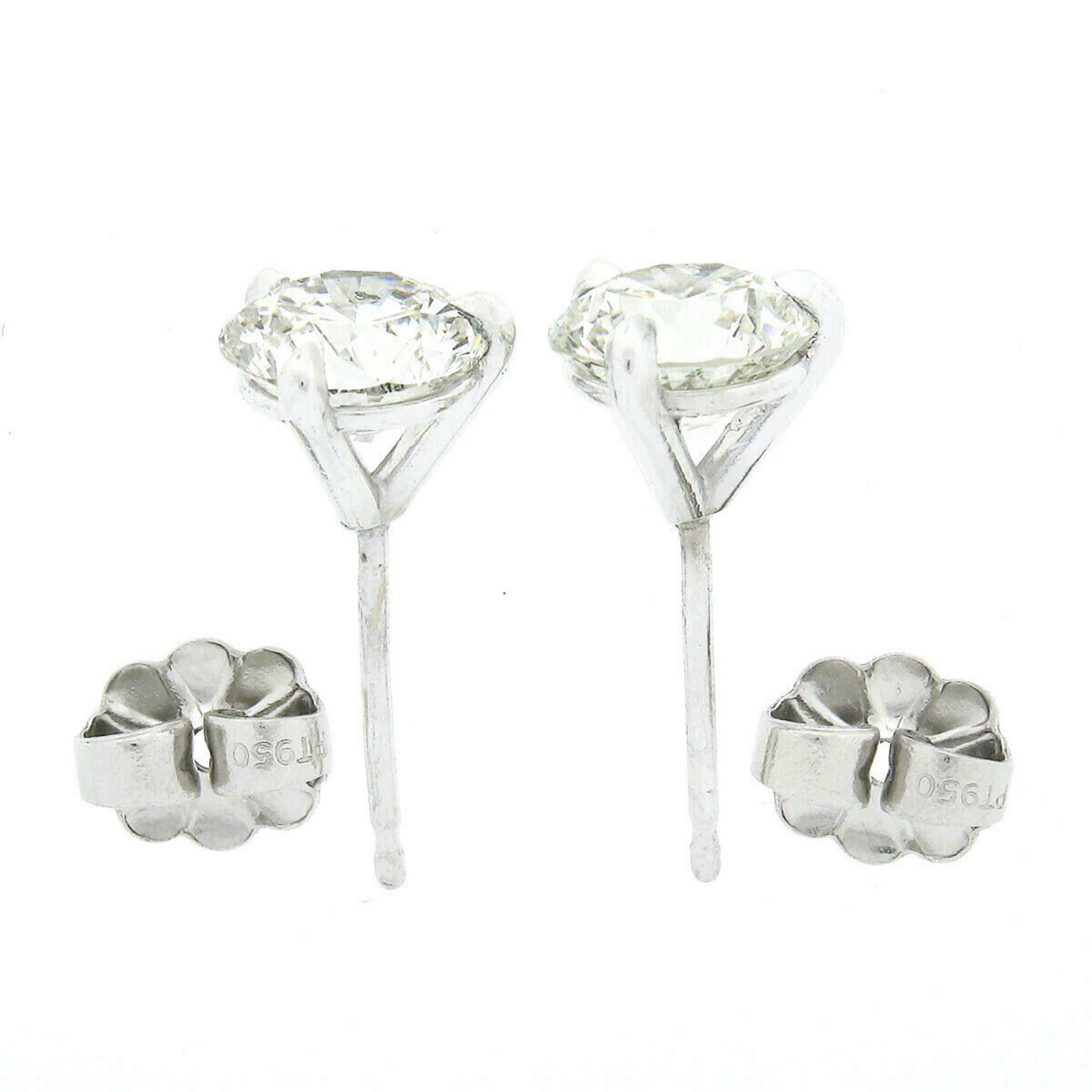 Round Cut New Platinum 2.05ctw Martini Prong Set GIA Round Brilliant Diamond Stud Earrings