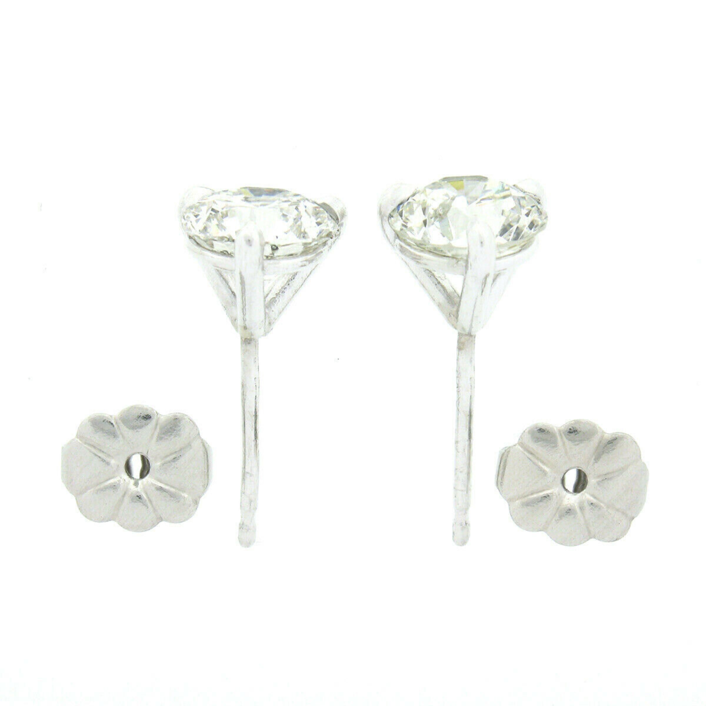 New Platinum 2.05ctw Martini Prong Set GIA Round Brilliant Diamond Stud Earrings In New Condition In Montclair, NJ