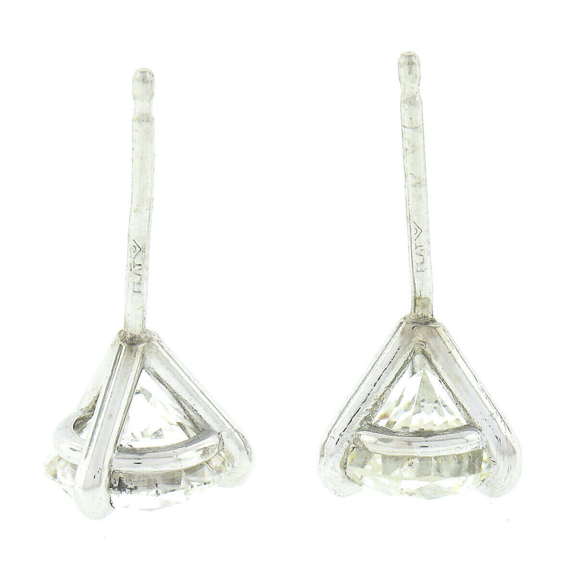 New Platinum 2.05ctw Martini Prong Set GIA Round Brilliant Diamond Stud Earrings 1