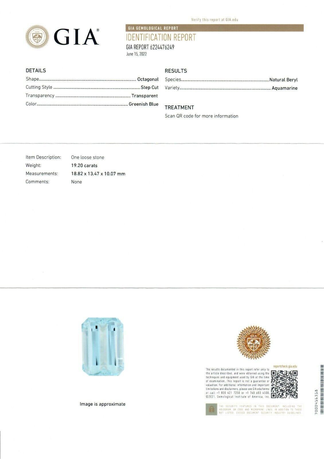 Bague en platine neuve avec grande aigue-marine taille émeraude et saphir halo de 20,67 carats certifié GIA en vente 6