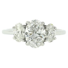 New Platinum 2.08ctw GIA Oval Brilliant Cut Diamond Three Stone Engagement Ring
