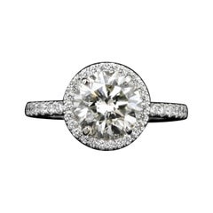 New Platinum 2.10 CTR Round Brilliant Cut Diamond Halo Engagement Ring