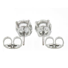 New Platinum 2.11ctw GIA Prong Set E VVS Round Brilliant Diamond Stud Earrings