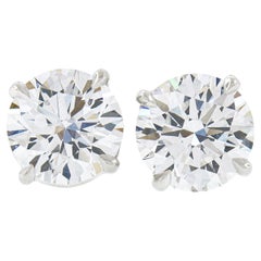 New Platinum 2.11ctw GIA Prong Set E VVS Round Brilliant Diamond Stud Earrings