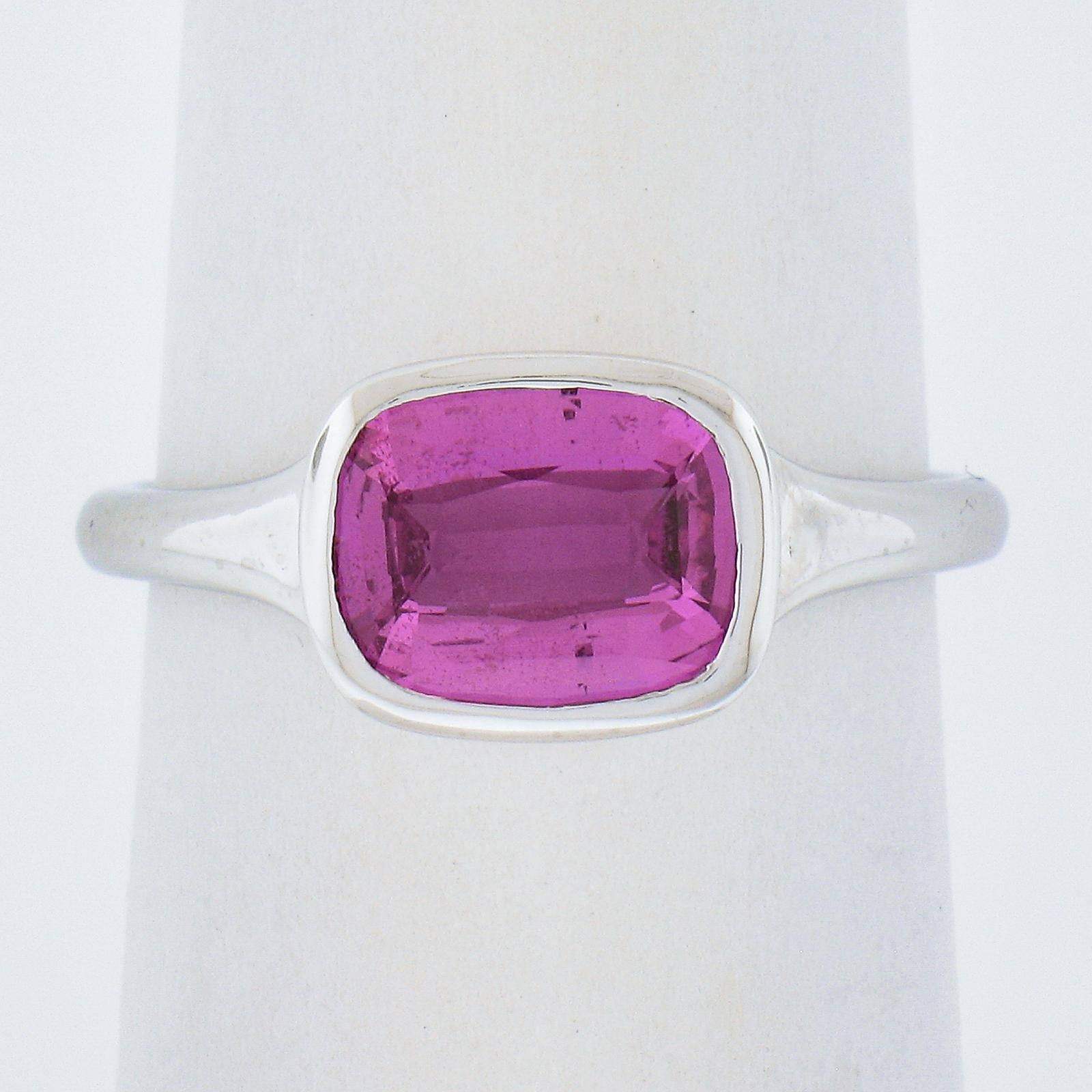 --Stone(s):--
(1) Natural Genuine Sapphire - Cushion Brilliant Cut - Bezel Set - Vivid Purplish Pink Color - 2.12ct (exact - certified)
** See Certification Details Below for Complete Info **
Total Carat Weight:	2.12(exact)

Material: Solid .900+