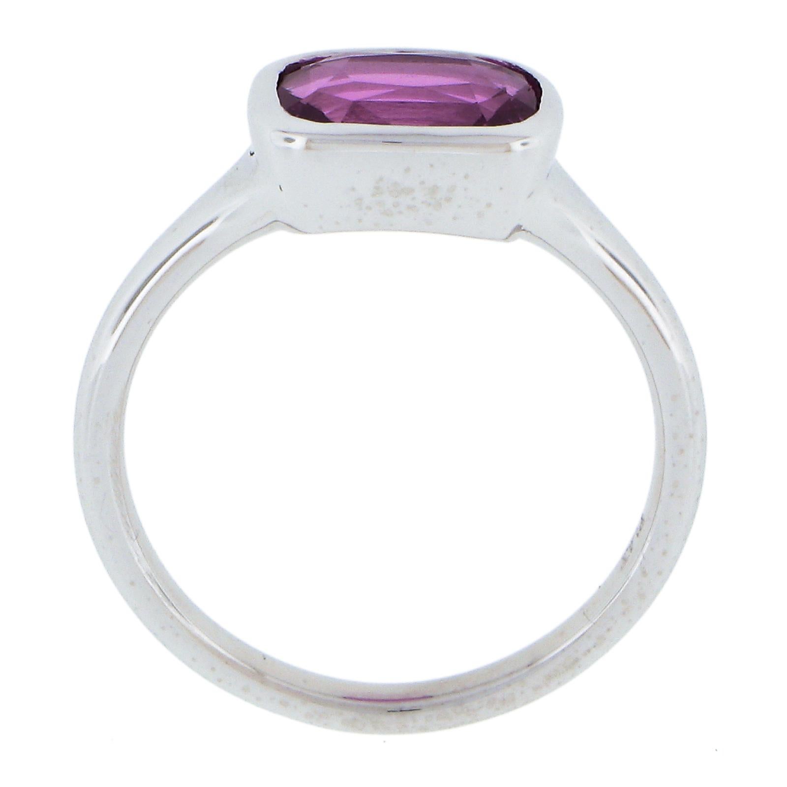 NEW Platinum 2.12ct Cushion GIA Graded Pink Sapphire Bezel Set Solitaire Ring For Sale 4