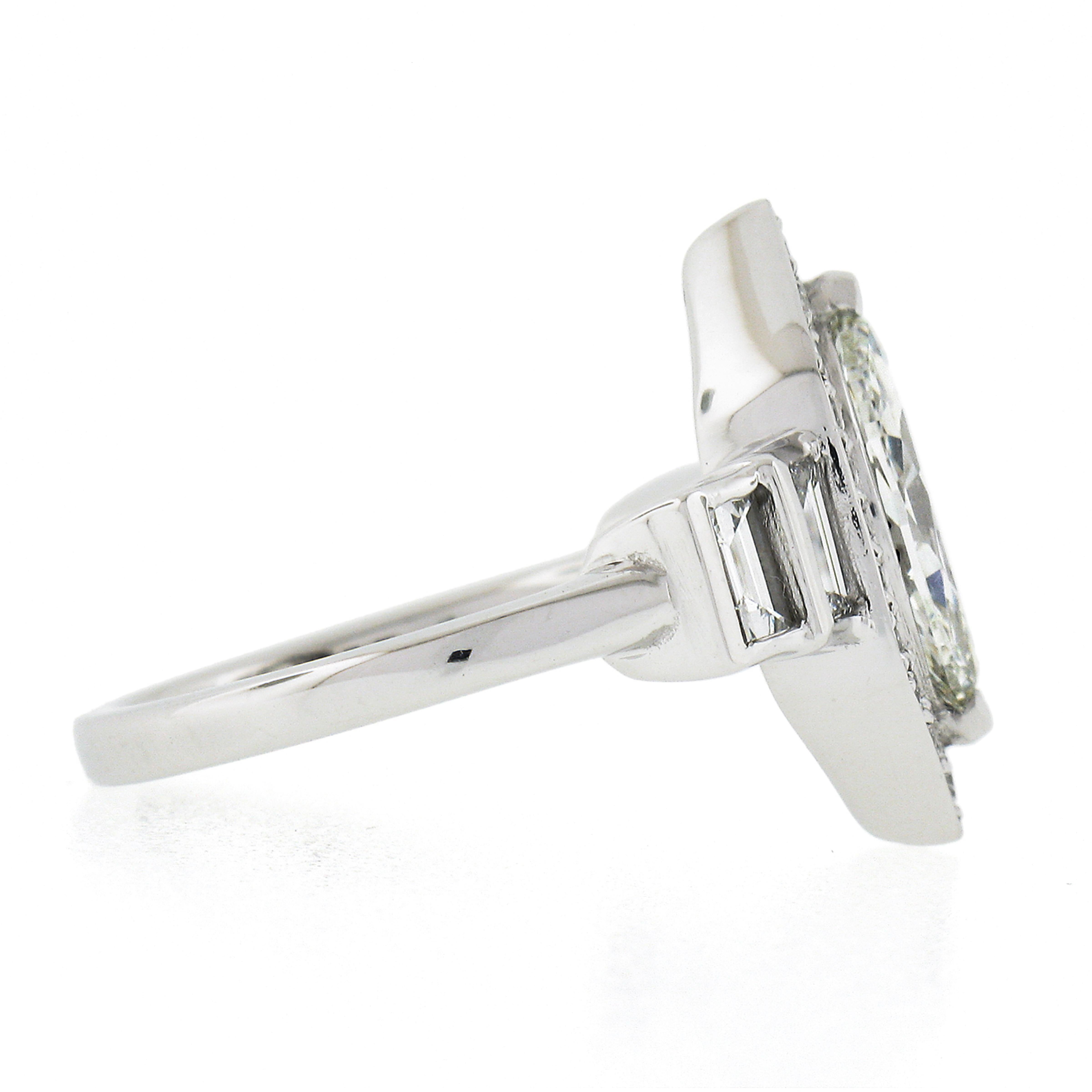 New Platinum 2.13ctw GIA Marquise Diamond with Round & Baguette Accents Ring 1