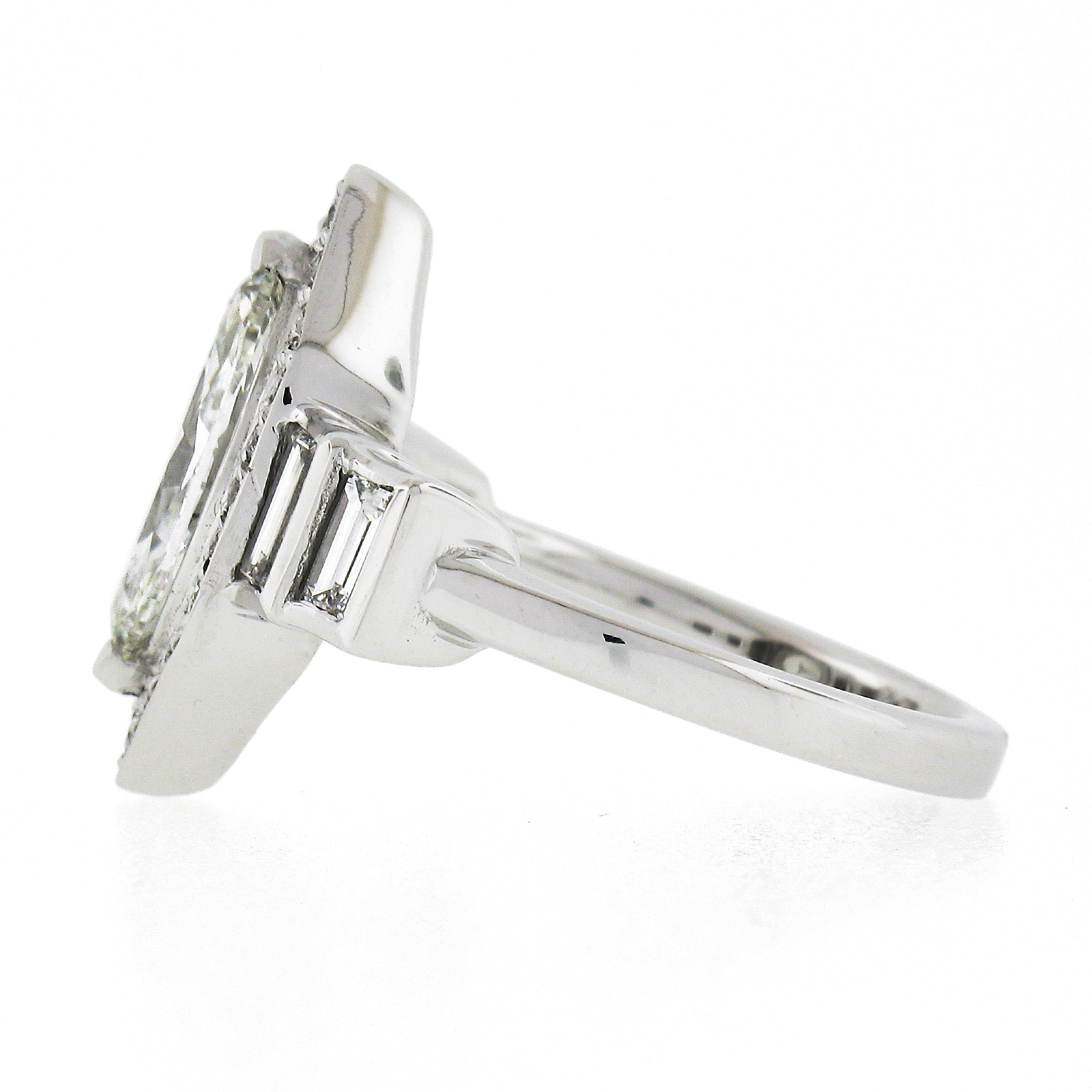 New Platinum 2.13ctw GIA Marquise Diamond with Round & Baguette Accents Ring 2