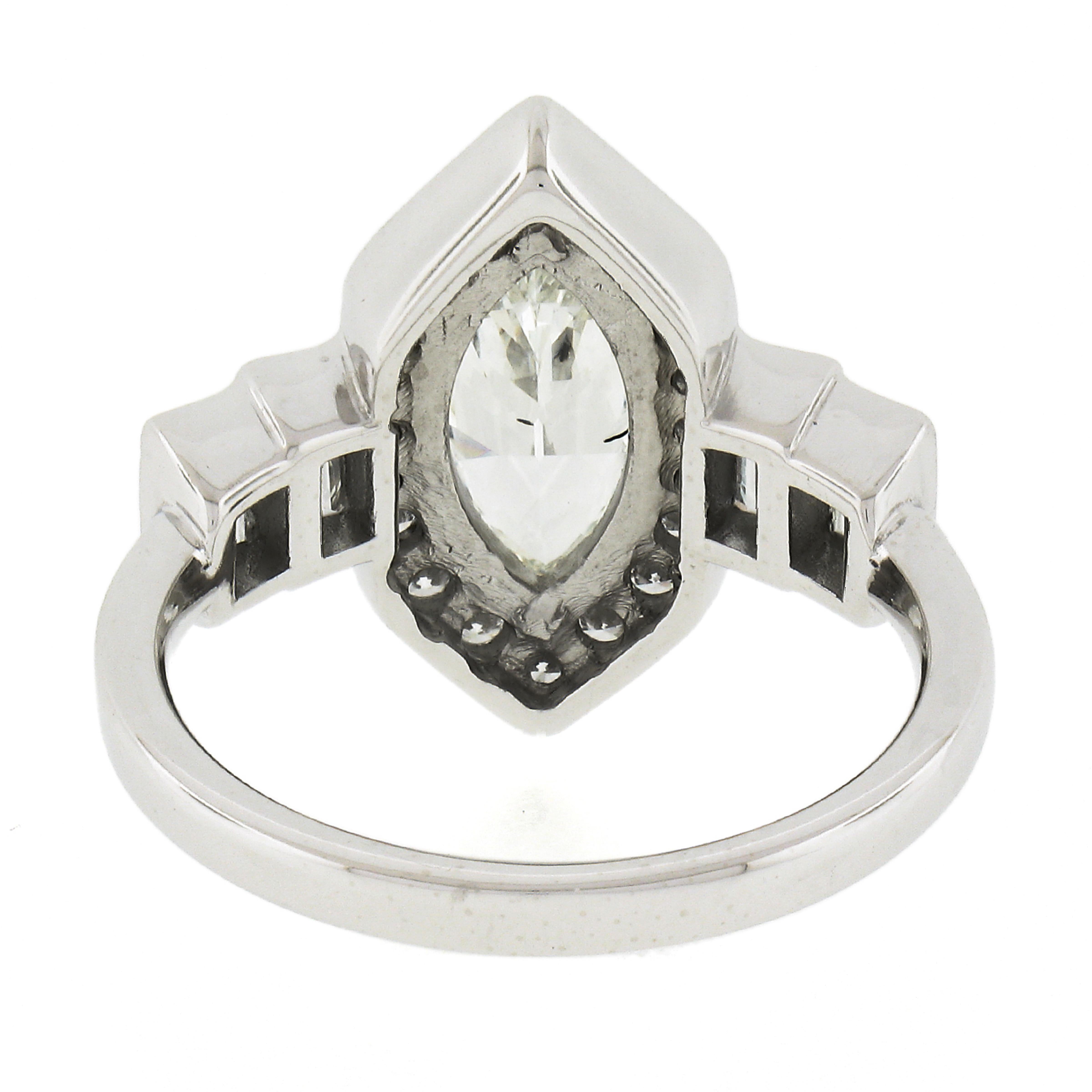 New Platinum 2.13ctw GIA Marquise Diamond with Round & Baguette Accents Ring 3