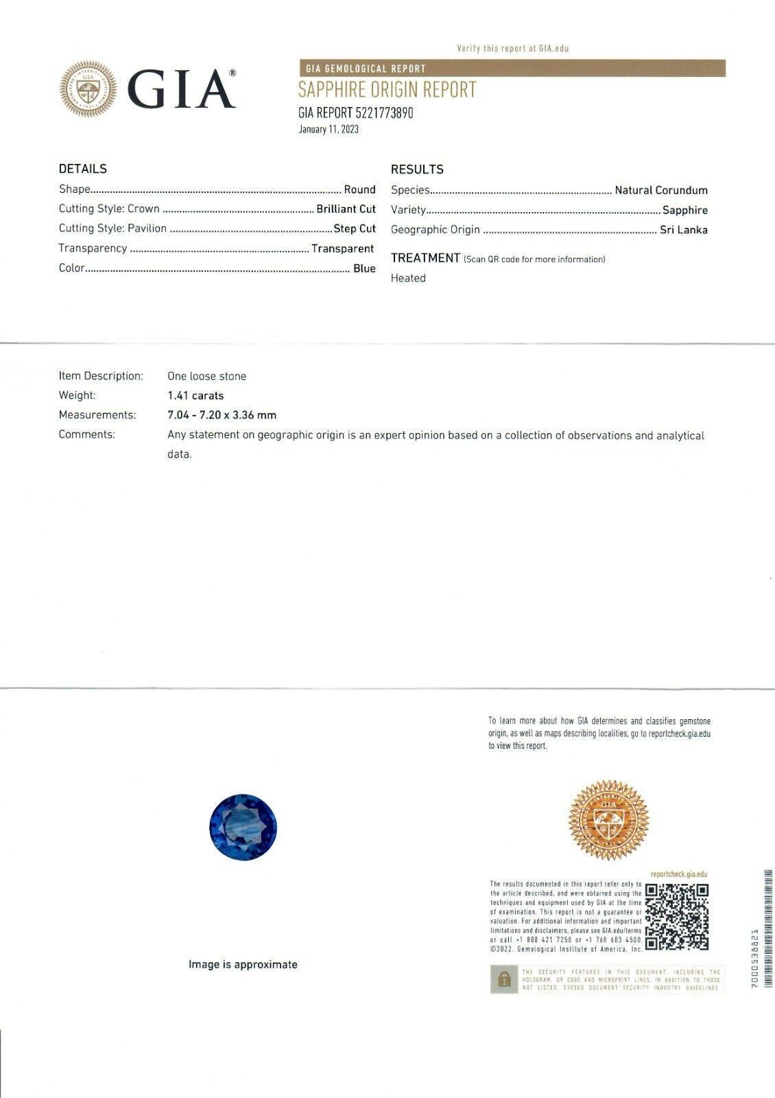 New Platinum 2.21ctw GIA Ceylon Round Blue Sapphire Brilliant Diamond Halo Ring For Sale 6