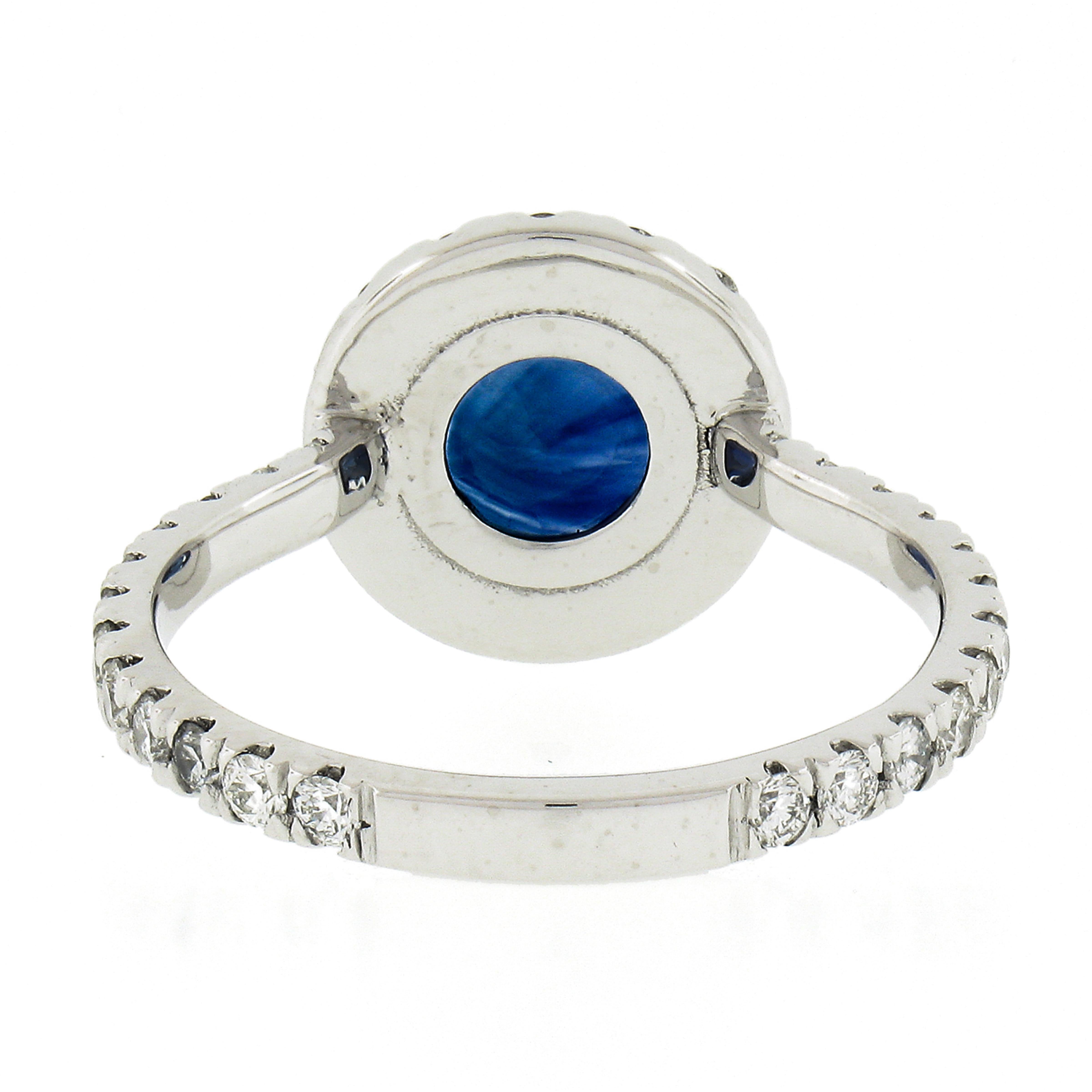 New Platinum 2.21ctw GIA Ceylon Round Blue Sapphire Brilliant Diamond Halo Ring For Sale 2