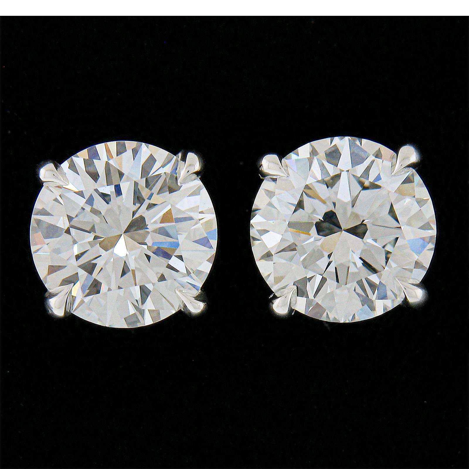 Round Cut NEW Platinum 2.22ctw GIA Round Brilliant Diamond G VVS VS Stud Earrings For Sale