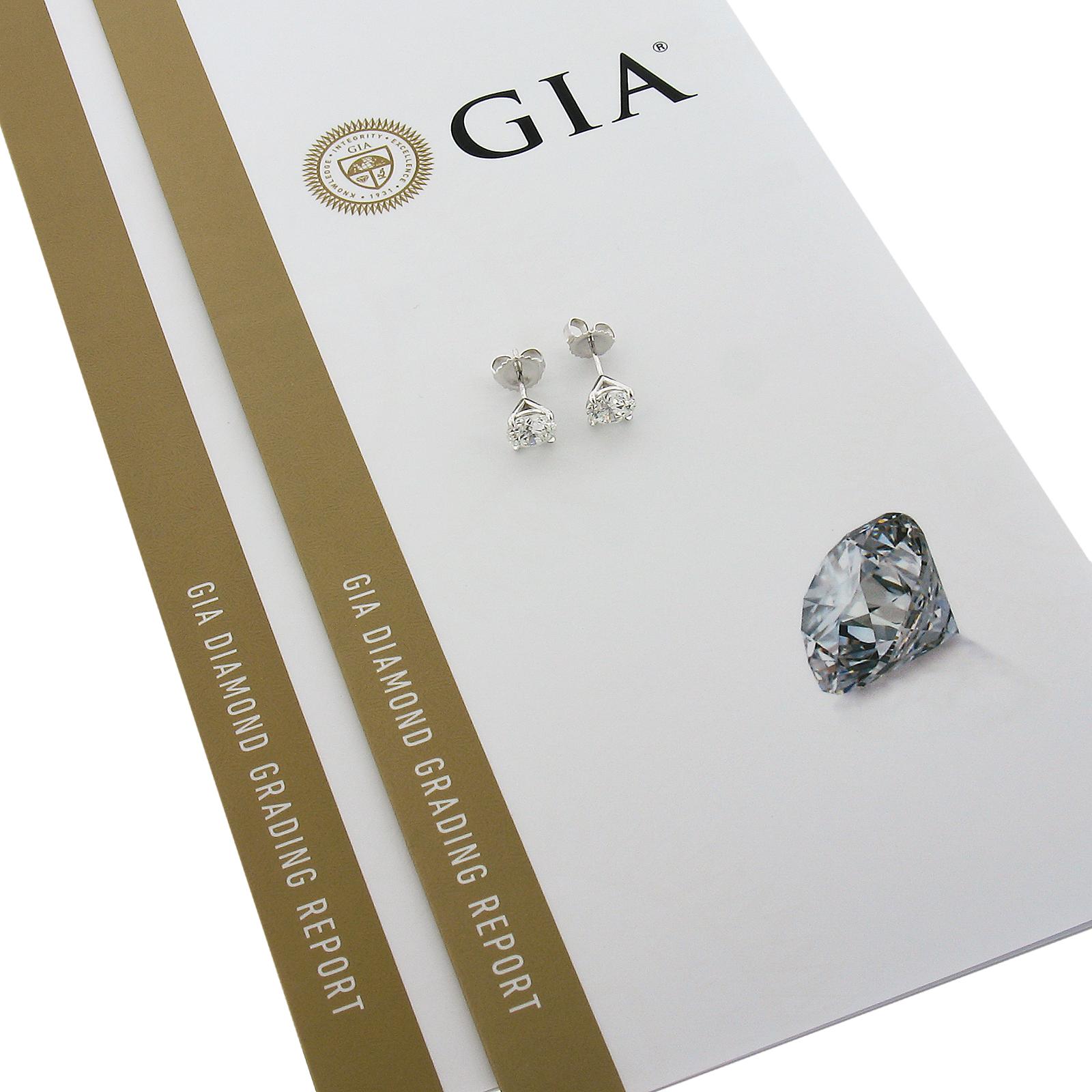 NEW Platinum 2.22ctw GIA Round Brilliant Diamond G VVS VS Stud Earrings For Sale 2