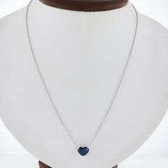 NEW Platinum 2.31ct GIA Heart Blue Sapphire Pendant Adjustable 16"/18" Necklace