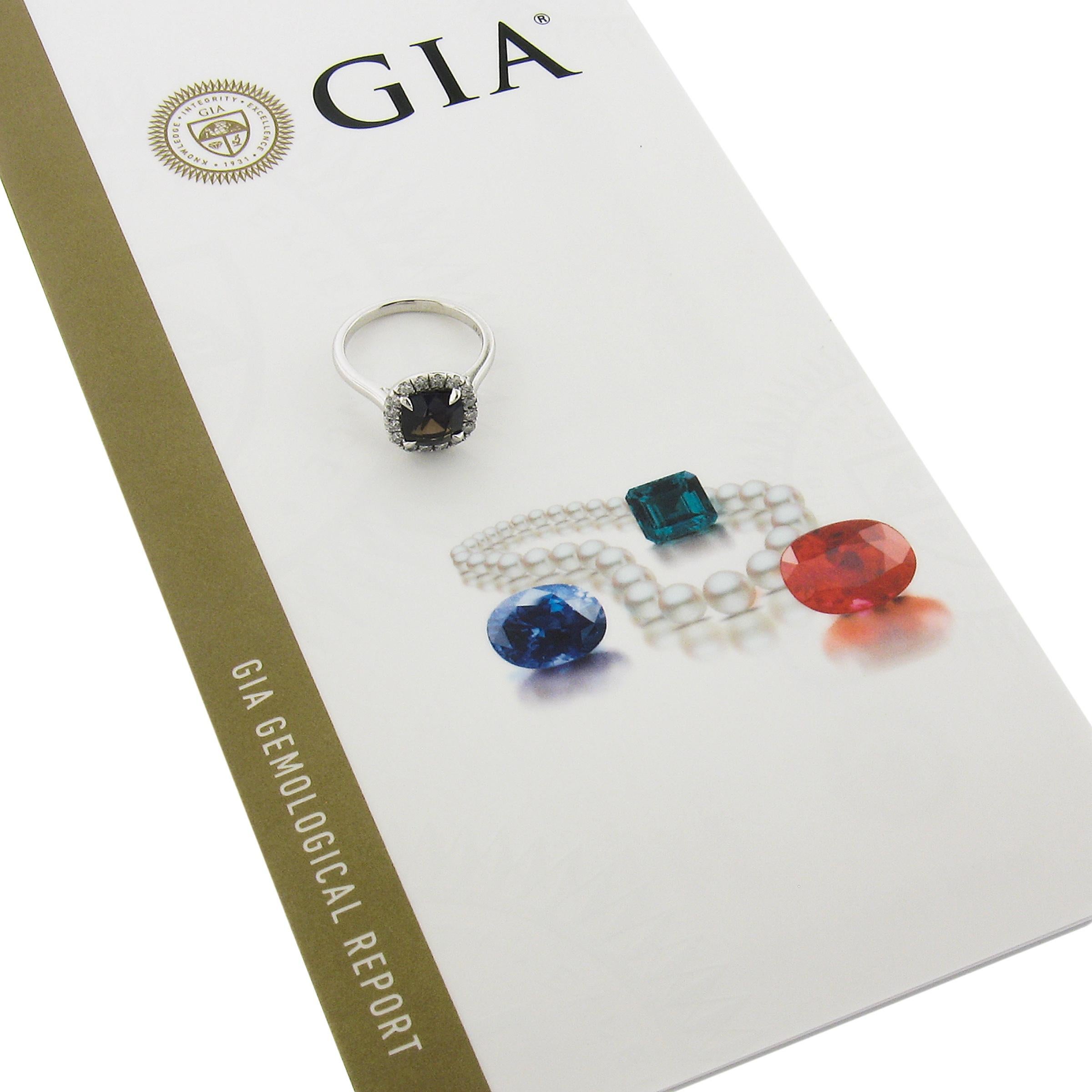 NEW Platinum 2.35ct GIA Graded Ceylon Alexandrite & Diamond Halo Engagement Ring For Sale 6